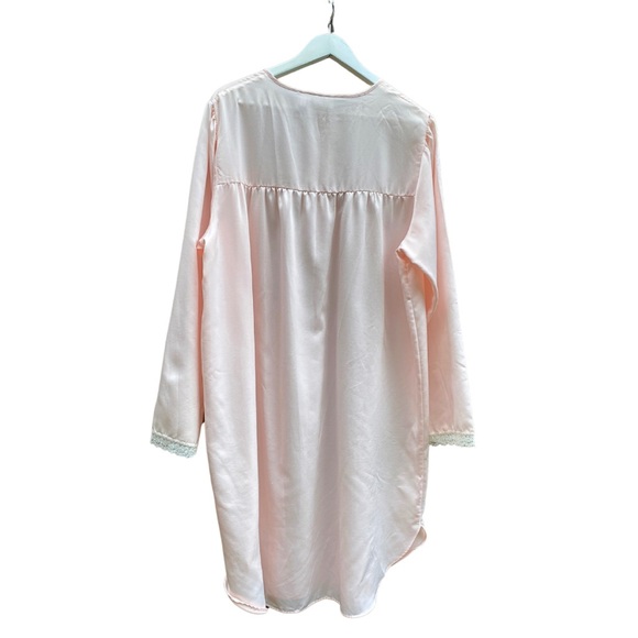 Kim Rogers Vintage Light Pink Satin Nightgown XL Lace Trim Embroidery 90s Era - Picture 8 of 9